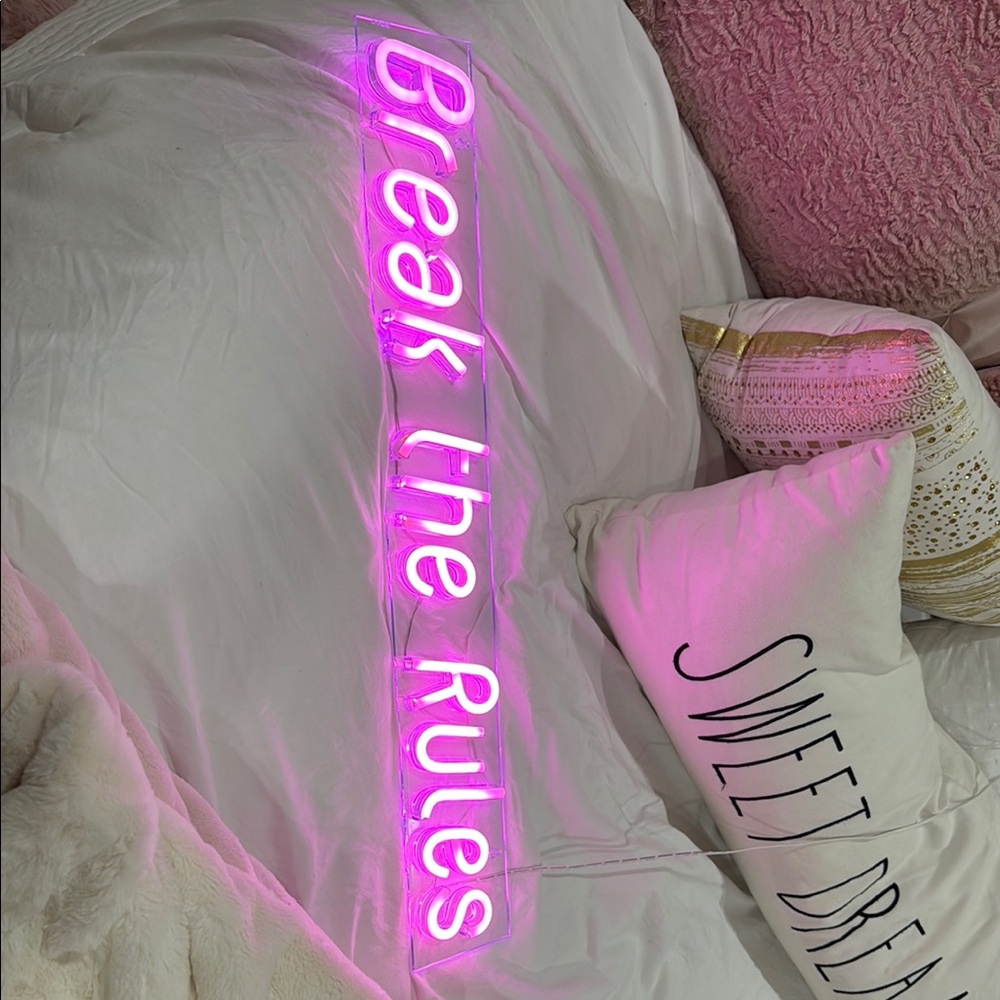 Neon Pink Wall Sign - Break the Rules
